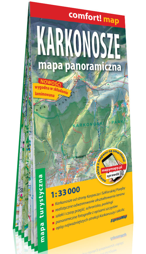 Karkonosze Mapa Panoramiczna Laminowana Mapa Turystyczna