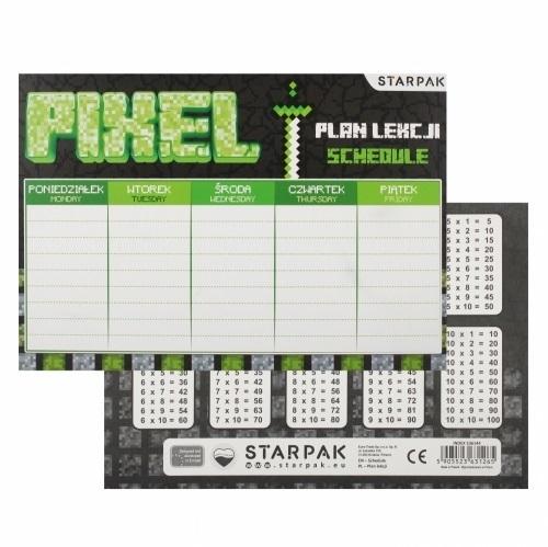 Plan lekcji z tabliczką mnożenia Pixel Game(25szt) | Multiszop.pl