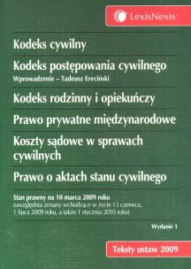 Opakowanie Kodeks Cywilny, Kodeks Postępowania Cywilnego, Kodeks Rodzinny i opiekuńczy,  Prawo prywatne międzynarodowe,  Koszty sądowe w sprawach cywilnych, Prawo o aktach stanu cywilnego