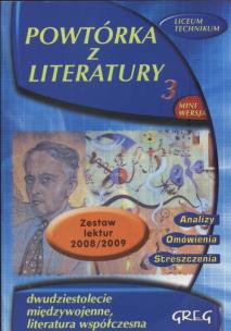 Okładka książki Powtórka z literatury LO 3 GREG