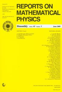 Opakowanie Reports on Mathematical Physics 63/3 2009