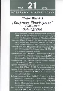 Okładka książki Rozprawy slawistyczne nr 21 1986-06 Bibliografia