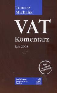 Okładka książki VAT Komentarz rok  2008