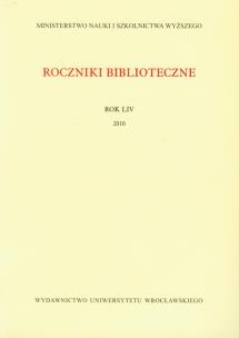 Opakowanie Roczniki biblioteczne LIV/2010