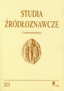 Opakowanie Studia Źródłoznawcze Commentationes tom  XLVI