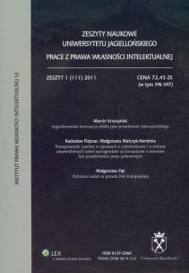 Opakowanie Zeszyty naukowe Uniwersytetu Jagiellońskiego Prace z prawa własności intelektualnej zeszyt 111