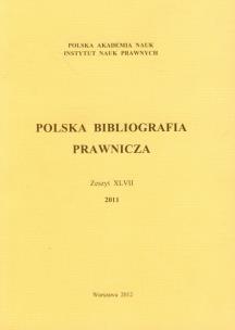Opakowanie Polska Bibliografia Prawnicza 2011 Zeszyt XLVII