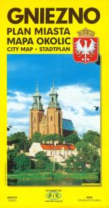 Okładka książki Gniezno-plan miasta, mapa powiatu.