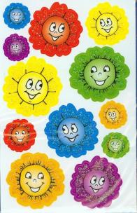 Opakowanie Naklejki - Buźki/Kwiaty brokat