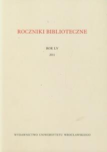 Opakowanie Roczniki biblioteczne LV/2011
