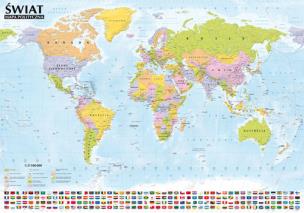 Okładka książki Świat.Mapa pol. i krajobrazowa 1:21 500 000 listwa