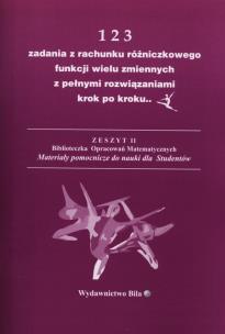 Okładka książki 123 zadania z rachunku różniczkowego funkcji wielu zmiennych z pełnymi rozwiązaniami krok po kroku
