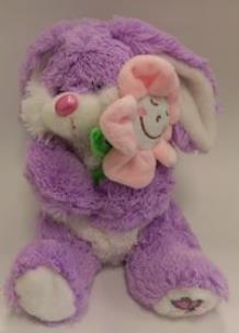 Opakowanie Króliczek z kwiatkiem maskotka pluszowa 20 cm fioletowa