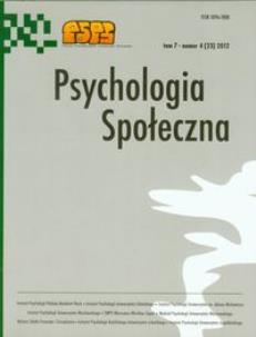 Opakowanie Psychologia Społeczna tom 7 nr 4 (23) 2012
