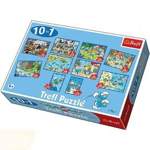 Okładka książki Puzzle 10w1 Smerfy TREFL
