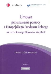 Okładka książki Umowa przyznawania pomocy z Europejskiego Funduszu Rolnego na rzecz Rozwoju Obszarów Wiejskich