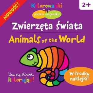 Okładka książki Zwierzęta świata. Kolorowanki pol-ang z nakl.