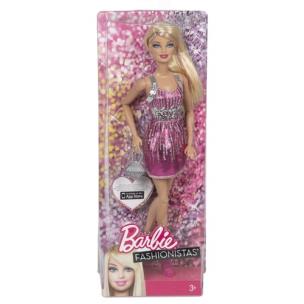 Opakowanie Barbie Fashionistas Lalka różowa brokat