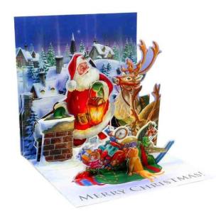 Opakowanie Kartki 3D Rooftop Santa