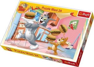 Okładka książki Puzzle 24 maxi Tom i Jerry Idzie śniadanko TREFL