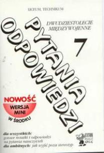 Okładka książki Pytania odpowiedzi 7 Dwudziestolecie międzywojenne