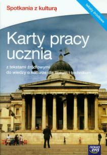 Okładka książki Spotkania z kulturą Karty pracy ucznia z tekstami źródłowymi do wiedzy o kulturze dla liceum i technikum
