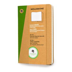 Okładka książki Zestaw 2 Zeszytów Moleskine EVERNOTE JOURNALS P w kratkę + naklejki SMART