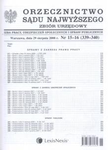 Opakowanie Orzecznictwo Sądu Najwyższego Zbiór urzędowy 2008/15-16