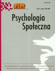 Opakowanie Psychologia społeczna t.2 nr 1(3) 2007