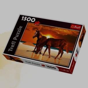 Okładka książki Puzzle 1500 Rumaki na plaży TREFL