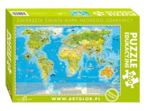 Opakowanie Puzzle edukacyjne 260 Zwierzęta świata Mapa młodego odkrywcy