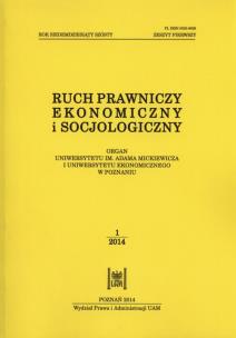Opakowanie Ruch prawniczy ekonomiczny i socjologiczny 76/2014 Zeszyt 1