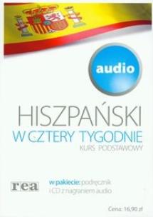 Okładka książki W 4 tygodnie  hiszpański biały audio REA
