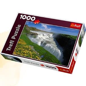 Okładka książki Puzzle 1000 Złote wodospady, Islandia TREFL