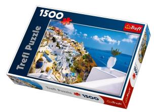 Okładka książki Puzzle 1500 Santorini, Grecja TREFL