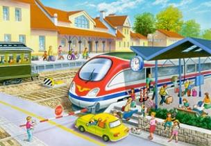 Okładka książki Puzzle 40 maxi - Na stacji kolejowej CASTOR