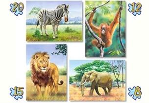 Okładka książki Puzzle x 4 - Dzikie zwierzęta CASTOR