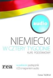 Okładka książki W 4 tygodnie  niemiecki biały audio REA