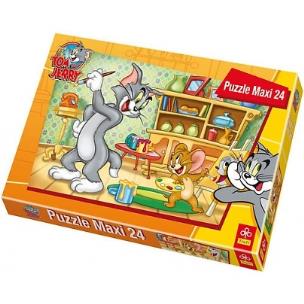 Okładka książki Puzzle 24 maxi Tom i Jerry Portret Toma TREFL