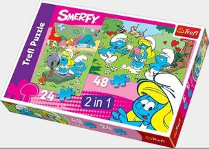 Okładka książki Puzzle 2w1 Smerfne zaloty TREFL