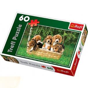 Okładka książki Puzzle 60 Małe Beagle TREFL