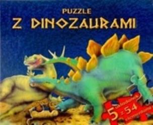 Okładka książki Puzzle z dinozaurami niebieska
