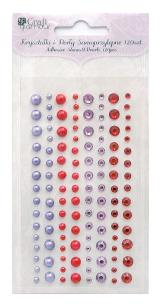 Opakowanie Kryształki i perły samoprzylepne cranberry (120 szt)