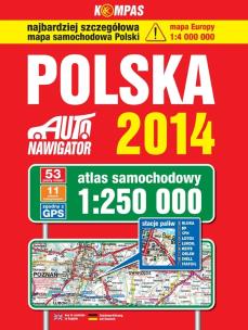 Okładka książki Polska Atlas Samochodowy 1:250 000 w. 2014