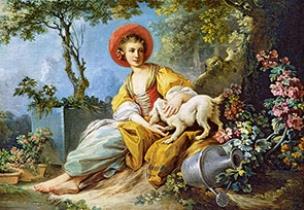 Opakowanie Puzzle 1500 A Young Woman Seated with a Dog CASTOR