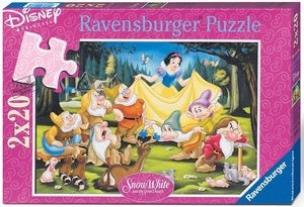 Okładka książki Puzzle 2x24 Królewna Śnieżka i krasnoludki