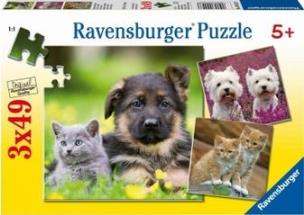 Okładka książki Puzzle 3X49 Koty i psy