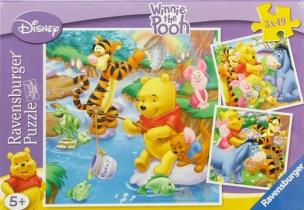 Okładka książki Puzzle 3X49 Kubuś Puchatek uwielbia wędkowanie