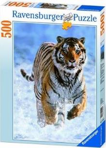 Okładka książki Puzzle 500 Tygrys w śniegu