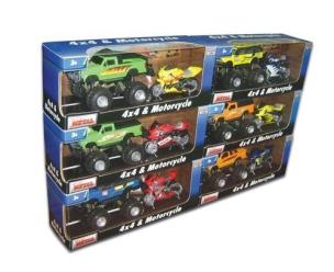 Okładka książki 4x4 i motocykl pomarańczowo-żółty